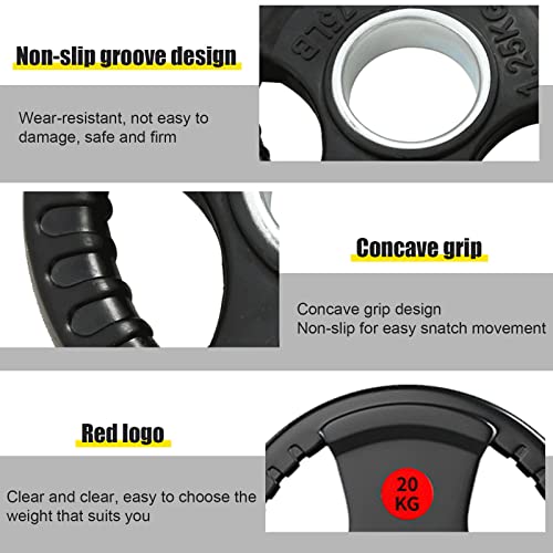 Meticpr Olympic Weight Plates, 2-Inch Rubber Coated Grip Plates For Strength Training, Weightlifting, Crossfit, Solid Cast Iron Weight Plate Set For Barbell, Single Or Pair (1 X 22Lb) #TOP2