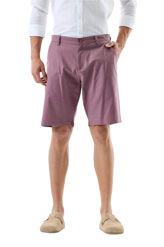 Image of SNITCH Men Casual Shorts | Regular Fit Mid Rise Solid Pattern | 100% Cotton Smooth Texture with Drawstring Closure & Elastic Waistband for Summer & Club Wear