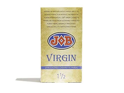Job Virgin 1-1/2 Size Rolling Papers Set, 24 Booklets (24 Rolling Papers Per Booklet) 100% Natural Wood Fibers, Natural Acacia Gum, Unbleached - Ultra-Thin And Slow-Burning #TOP23