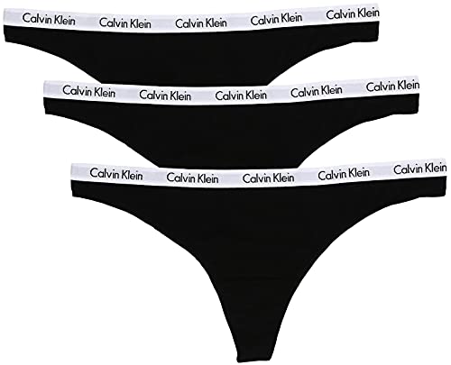 Calvin Klein Underwear Women's Carousel, Multipack 3 Pack Thong, Black/Black/Black, X-Large