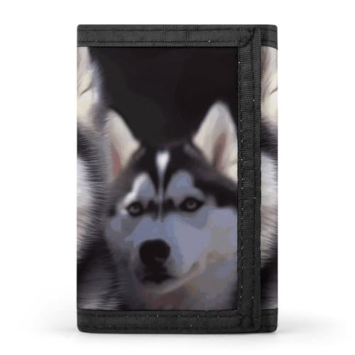 Husky Dog Trifold Wallet for Men - Money Clip Slim Wallets with Multiple Card Slots Minimalist Small Front Pocket Wallet for Everyday Carry