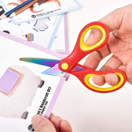 Image of SCAIKTIG 5 inch Kids Scissors Set(3 Pcs), Safety Rounded edge Blunt-Tip, Titanium Coating Blades, Comfort Grip for School Classroom Children and Toddler Cutting Craft Paper, Assorted Color