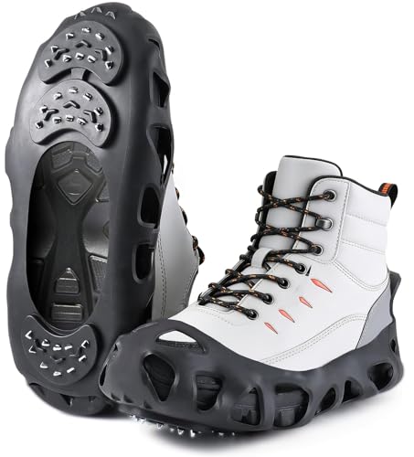 アイゼン アップグレード版 着脱式スパイク 滑り止め 雪 靴 アップグレード版 軽量 靴滑り止め 簡単装着 クイックフィット スノー 登山 通勤 通学 凍結道路 雪 対策 多種靴適応 かんじき軽アイゼン