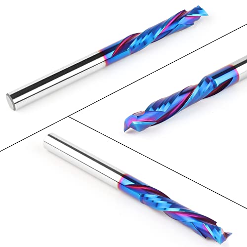 Eanosic Compression Spiral Router Bits 1/4" Shank,1-1/4" Cutting Length, Extra Long 3 Inch, Carbide Up Down Cut Cnc Router Bits End Mill For Wood Mortises Carving Engraving #TOP5