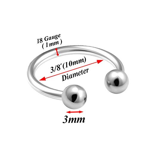 Bodyjewellery 3Pcs 18G Circular Barbell Cartilage Eyebrow Horseshoe Lip Septum Nose Ring Tragus Helix Surgical Steel Piercing Bbee #TOP3