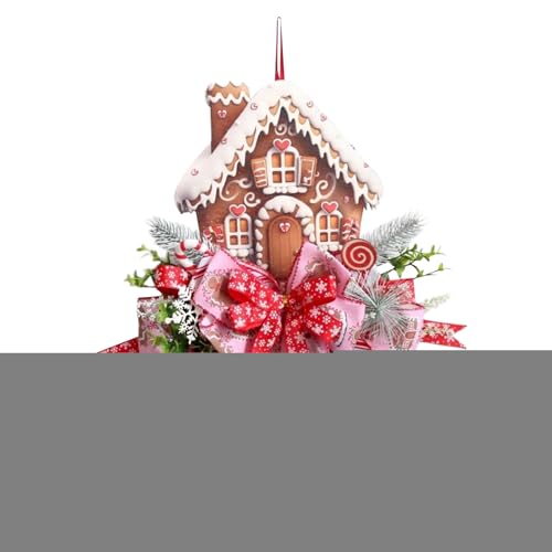 Corona de Navidad de pan de jengibre, 50 cm, 19.7 x 13.8 x 2.4 pulgadas, decoración de temporada navideña para granja, valla, patio, porche, patio, escuela, ventana, aula