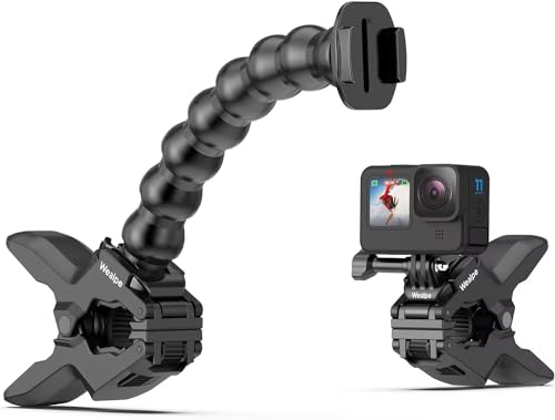 Wealpe Jaws Clamp Mount Flex Gooseneck Mount Compatible with GoPro Hero 10, 9, 8, 7, Max, Fusion, Hero (2018), 6, 5, 4, Session, 3+, 3, 2, 1, DJI Osmo, Xiaomi Yi Cameras