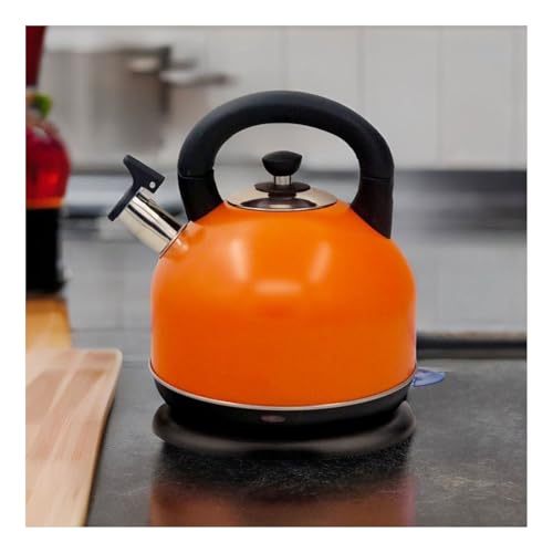 Large Electric Kettle, Jug Kettle Cordless Fast Boil 2KW, Stainless Steel, Whistle Alert, Easy Pour, Auto Shut-Off, Boil-Dry Protection for Kitchen Office hotel (Orange, 3L)