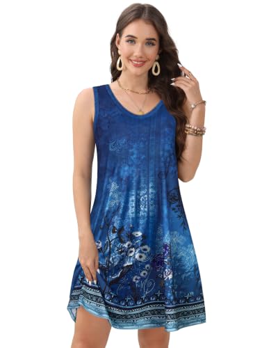 Image of CHICGAL Womens Summer Dresses Casual Sleeveless Loose T Shirt V Neck Sundress Swing Beach Cover Up with Pockets 2026