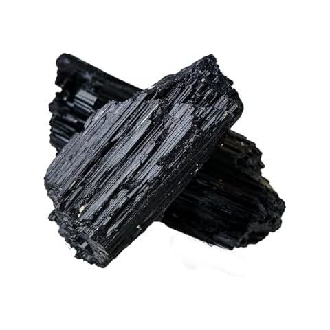 Apengshi 2PCS Natural Raw Black Tourmaline Crystal Healing Protect Your Energy Rough Black Tourmaline Crystal for Meditation Chakra Balance Tumbling Polishing Fountain Garden Decor Cover