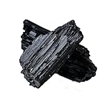 Apengshi Natural Raw Black Tourmaline Crystal 2PCS Healing Rough Black Tourmaline Crystal for Meditation Chakra Balance Tumbling Polishing Fountain Garden Decor