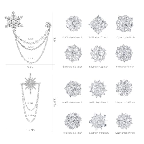 Image of 26 Pieces Wedding Bouquet Bulk Brooches for Women Fashion, Large Rhinestone Flower Brooch Pins for Crafts