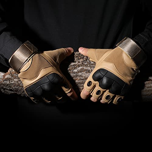 Wptcal Tactical Fingerless Gloves For Men Half Finger Gloves For Army Driving Paintball Gear Airsoft Riding Motorcycle Motorbike Hunting Hiking Climbing Cycling Work Brown Xl #TOP4