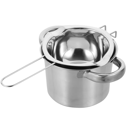 OUNONA Pentola a Bagnomaria in Acciaio Inox 304 da 14 CM e 400 Ml per Sciogliere Cioccolato Burro e Formaggio Set Fonduta da Cucina Resistente per Dolciumi e Caramelle per Casa e