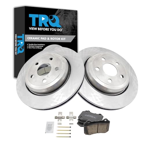 Image of TRQ Rear Brake Pad and Rotor Set Ceramic Compatible with 2012-2019 Jeep Grand Cherokee 2019-2023 Dodge Durango