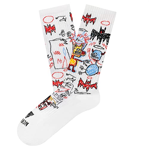 Jimmy Lion Calcetines Athletic color Blanco con estampados de Basquiat Batman, fabricados en...
