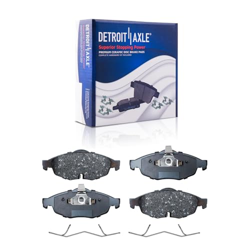 Image of Detroit Axle - Brake Kit for 2001-2006 Dodge Stratus Chrysler Sebring [Check Fitment] Drilled & Slotted Disc Brake Rotors 2002 2003 2004 2005 Ceramic Brakes Pads Front & Rear Replacement
