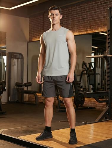 Image of DEMOZU Men's Sleeveless Workout Swim Shirt Quick Dry Athletic Muscle Beach Tank Top Big and Tall