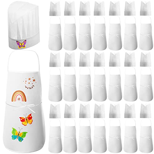 JaGely 60 Pcs Kids Chef Hat and Apron Set Chef...