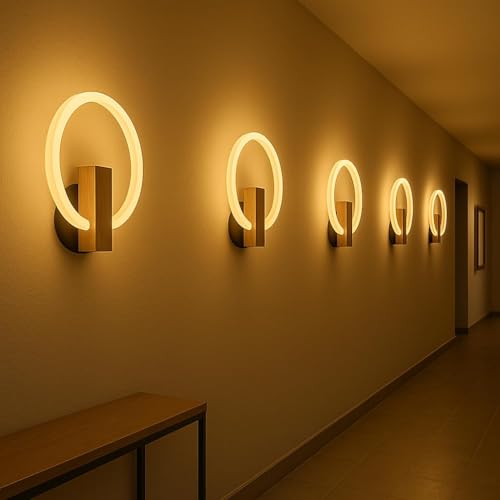 Image of Lunaris Halo Wall Light | Decorative LED Wall Lamp for Bedroom, Living Room & Office | Fancy Warm White Light for Hotels - (2 Pack)