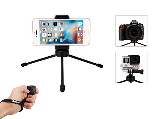 Fotopro Mini Trépied, Trepied Portable avec Télécommande Bluetooth?Selfie Stick Monopode pour iPhone, Samsung, Appareil Photo?Gopro (Noir)