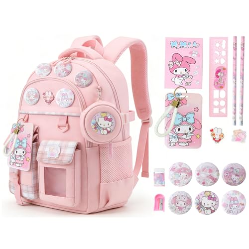 TOTEXISAP Cute Backpacks for Girls Cute School Backpack for Kids Ages 6-12 Large Durable Backpack with Padded Shoulder Straps (Pink)