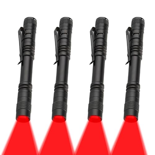 MVIOCS 4 Stück Rotlicht-Taschenlampe, Superhelle LED für Astronomie, Luftfahrt, Nachtbeobachtung und Outdoor-Aktivitäten