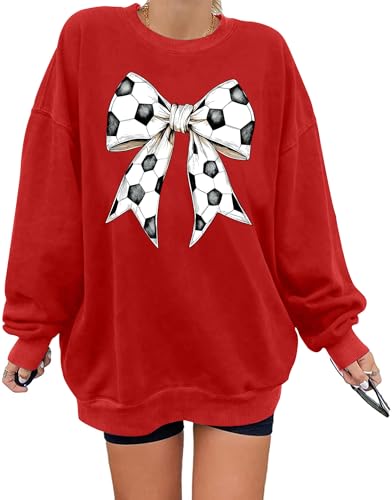 Soccer Sweatshirt Women Soccer Bow Long Sleeve Shirt Soccer Lover