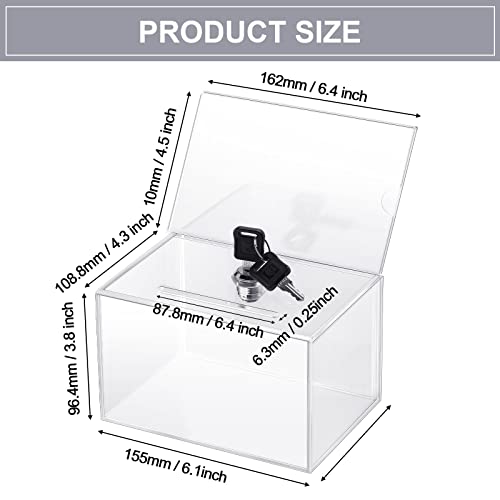 8 Packs Acrylic Donation Box With Lock And Sign Holder Clear Suggestion Ballot Box Plastic Voting Comment Box For Tip Jars Ticket Charity Survey Raffle Contest Fundraising #TOP1