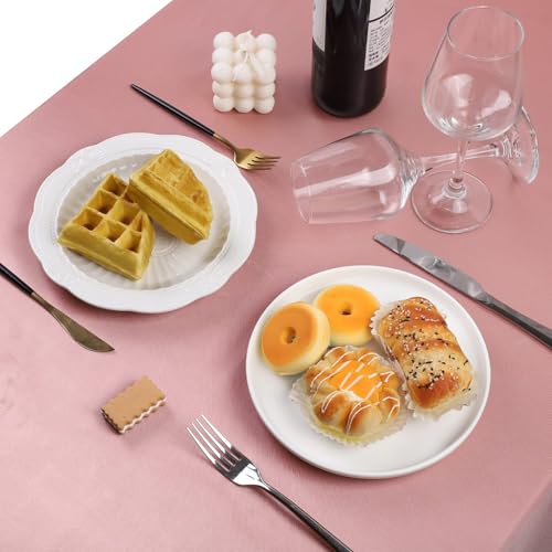 Image of TURSTIN 4 Pack Rose Gold Satin Tablecloth 102 x 58 Inch Overlay Table Cover