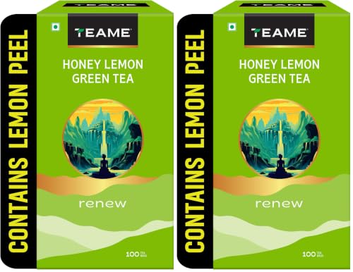 Image of TE-A-ME Honey Lemon - Green Tea Bags 100 pcs | Green Tea - Lemon and Honey (Pack of 2)