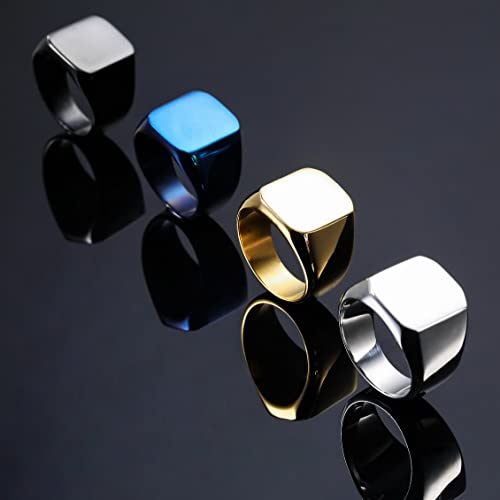 INBLUE Personalized Signet Ring Engraving Color Picture/Black Picture/Blank Custom Photo for Men Women Memorial Stainless Steel Jewelry Bundle with Ring Size Adjusters4