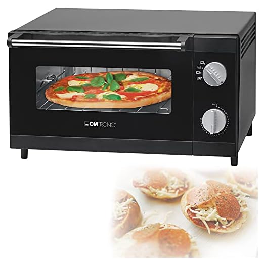 Minihorno de 12 litros – Mini horno de 1000 W – Mini horno de pizza con calor superior y bajo calor – Horno de camping con temporizador de 60 minutos y protección contra sobrecalentamiento