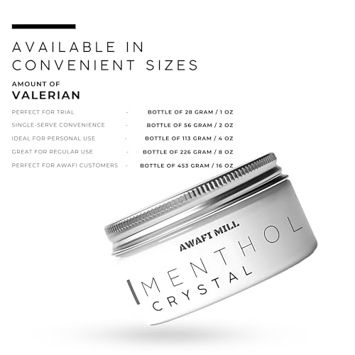 Awafi Mill Natural Menthol Crystals| 100 % Pure Natural | Aromatic Mint Extract (Bottle of 28 gram / 1 Oz)