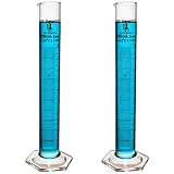 100ml Graduated Cylinder, Borosilicate 3.3 Glass, Single Metric Scale, Class B, Karter Scientific 246I7 (Pack...