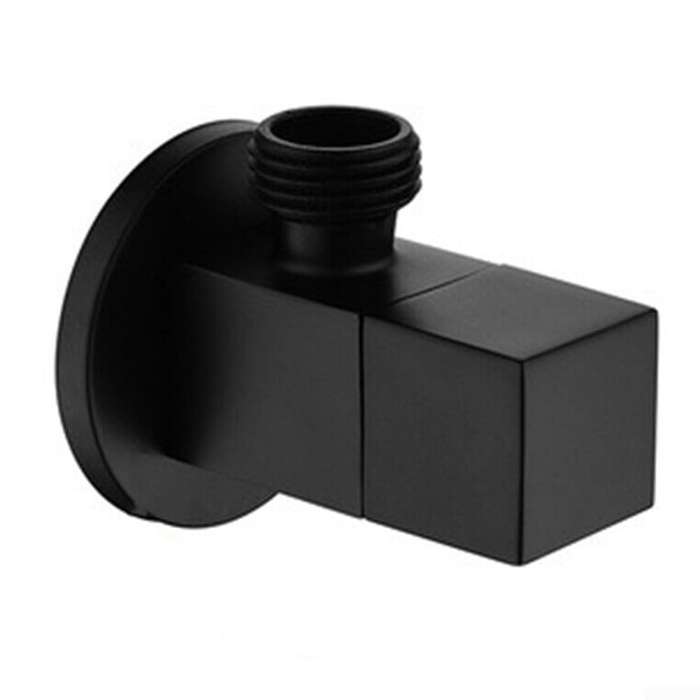 DAZZLEEX 4 Válvula Divisor de Agua con Núcleo de Cobre Engrosado, Rosca Macho Cuadrada, Válvula de Ángulo Triángulo para Grifo de Baño, Bidet, Grifo Montado en la Pared (Negro)