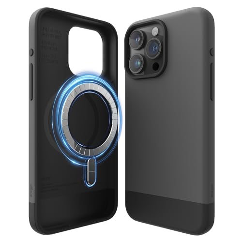 elago Magnetic Glide for iPhone 15 Pro MAX compatible with MagSafe Drop Protection case cover - Dark Gray Black