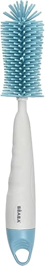 BÉABA, Cepillo para biberón. Silicona ultra flexible, Punta Suave y Texturizada, Tetinas limpias para biberones y pequeños accesorios, Mango Ergonómico