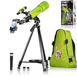 Bresser telescopio astronómico Refractor de Viaje ...: Telescopio refractor para niños a partir de 8 años, para iniciarse en las observaciones astronómicas Con mochila para el telescopio y amplia gama de accesorios Diámetro de la lente del objetivo: 70 mm / Distancia focal: Aumento: 8X 20-100x Con lente ...