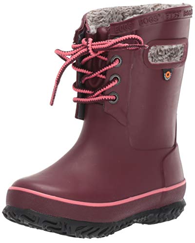 BOGS Kid's Amanda Plush Lace Insulated Winter Waterproof Rain Snow Boot, Burgundy, 4