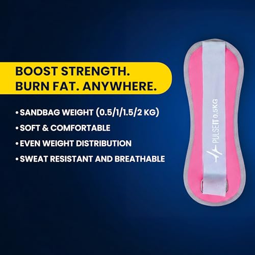 Image of PulseITWeightMax Adjustable Wrist & Ankle Weight Straps. Resistance Weight Bands with Secure Strap. Strength Training, Cardio, Rehab, Pilates & Physiotherapy- Unisex Fitness Gear Pink (2x1kg)