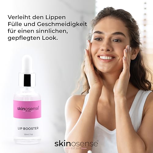 Skinosense® Lip Booster Set, Hydra Derma Roller 3.0 mit 105 Nadeln & Lip Booster Serum, für sichtbar vollere Lippen, glättet feine Linien, mit natürlichen Inhaltsstoffen, vegan & tierversuchsfrei