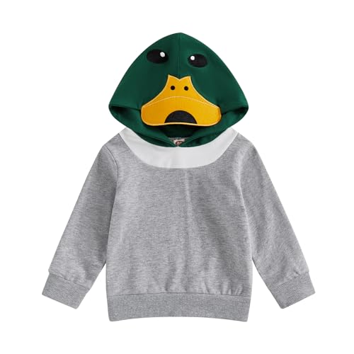 Twopumpkin Toddler Baby Boy Mallard Duck Hooded Sweatshirt Long Sleeve Hoddies Cute Sweater Outfit Fall Winter Clothes