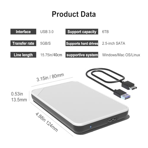 Caja externa para disco 2.5" USB 3.0 a SATA III tool-free miniatura 6
