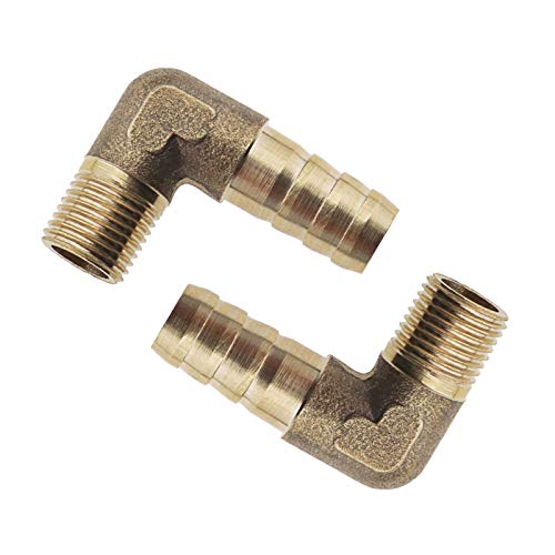 Create idea 2Pcs 5/16inch/8mm Barb Brass Hose Fitting 90 Degree Elbow Fuel Hose Joiner Pipe Connector Adapter Male Thread BSP 1/4 Inch for Air Water Fuel Oil