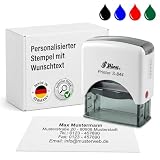 FOTOFOL PERSONALISIERTER STEMPEL MIT WUNSCHTEXT – Selbstfärbender Namensstempel & Adressstempel – Stempel Personalisiert für Büro, Firma & Privat – 10×26 mm – Weiß