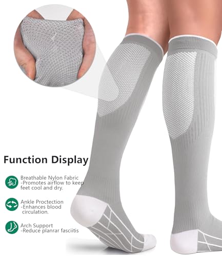 FuelMeFoot 3 Pack Copper Compression Socks - Compression Socks Women & Men Circulation - Best for Medical,Running,Athletic4