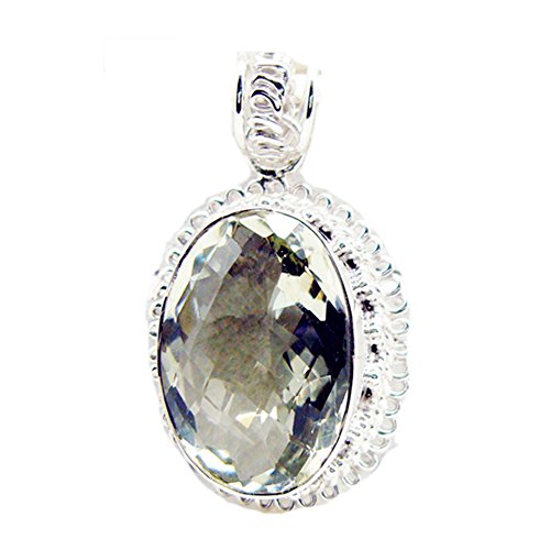 Pendentif améthyste verte en argent 925 de forme ovale pour collier femme