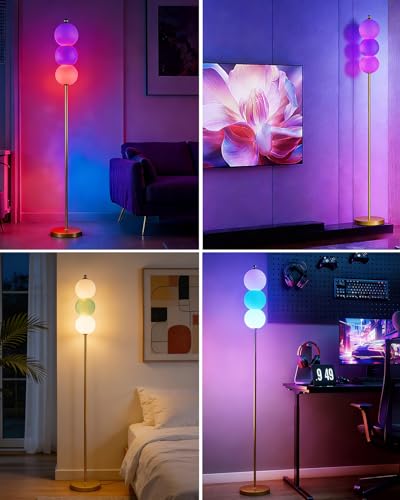 Image of Lightdot RGB Floor Lamp with Touch Control, Dimmable Globe Modern Standing Lamp, RGB&3000K Color Changing LED Floor Lamp Ambient Lighting, Blue Tall Lamp for Living Room Bedroom Gaming Corner Decor