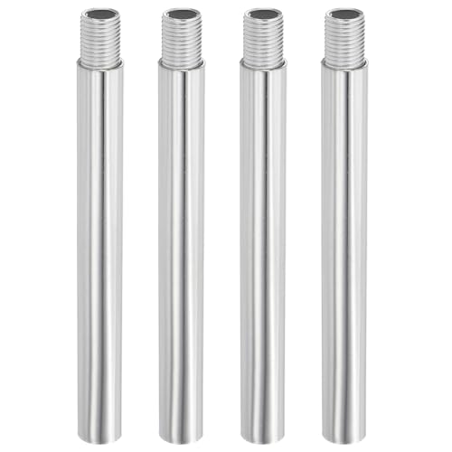 Image of PATIKIL Threaded Extension Rod, 4 Sets 4 inch M10 x 1mm Fine Thread Lamp Pipe with Lamp Pipe Nipples for Pendant Light Island Lighting Chandeliers Stems, Silver Tone